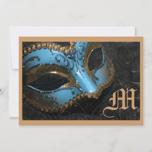 Monogram Masquerade Renaissance Wedding Uitnodigin Kaart (Voorkant)