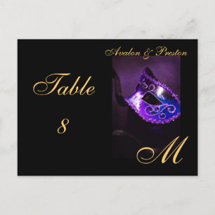 Monogram Masquerademasker Paarse tafel Plaatskaart Briefkaart
