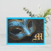 Monogram Masqurade Renaissance Wedding Uitnodiging (Staand voorkant)