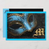 Monogram Masqurade Renaissance Wedding Uitnodiging (Voorkant / Achterkant)