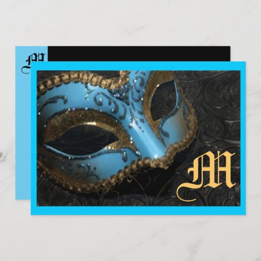 Monogram Masqurade Renaissance Wedding Uitnodiging (Voorkant / Achterkant)