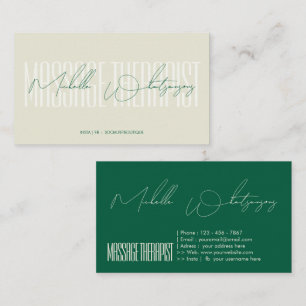 Monogram MASSAGE THERAPIST modern schrift Visitekaartje