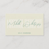 Monogram MASSAGE THERAPIST modern schrift Visitekaartje (Voorkant)