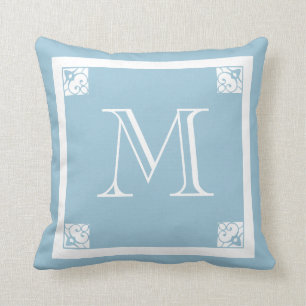 MONOGRAM massief LICHT GRIJS blauw op maat Kussen