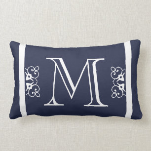 MONOGRAM massief zacht marine Blauw gekleurd custo Kussen
