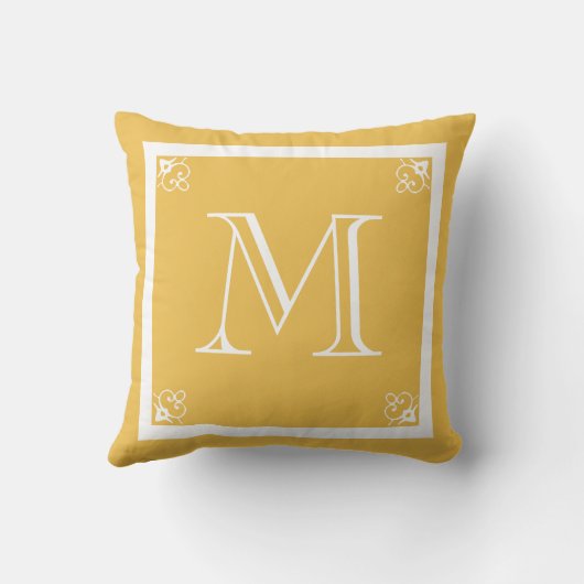 MONOGRAM massieve mosterdgeel, aangepast Kussen (Achterkant)