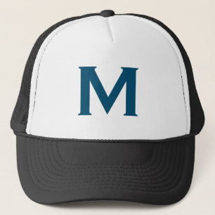 Monogram Matig Eenvoudig Klassiek Blauw Trucker Pet