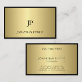 Monogram Matig elegant zwart-wit en Glam Plain Visitekaartje (Voorkant / Achterkant)