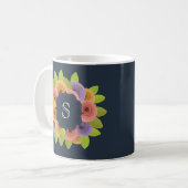 Monogram Matig Floral Manuscript Koffiemok (Voorkant links)