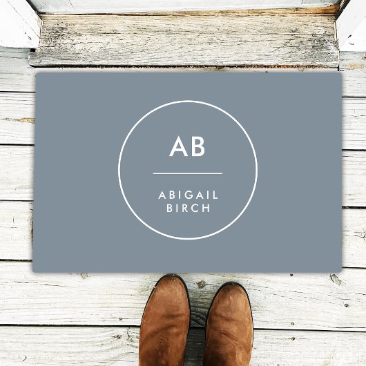 Monogram Matig Minimale Dusky Blauw Grijs Deurmat