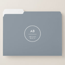 Monogram Matig Minimale Dusky Blauw Grijs Documentenmap