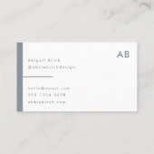 Monogram Matig Minimale Dusky Blauw Grijs Visitekaartje (Achterkant)