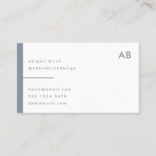 Monogram Matig Minimale Dusky Blauw Grijs Visitekaartje (Achterkant)