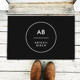 Monogram Matig Minimale Eenvoudige Zwart-wit Deurmat