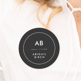 Monogram Matig Minimale Eenvoudige Zwart-wit Naamplaatje