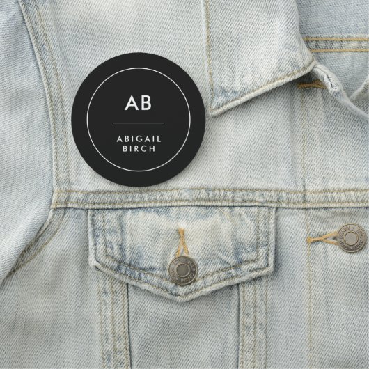 Monogram Matig Minimale Eenvoudige Zwart-wit Naamplaatje (In situ)