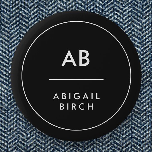 Monogram Matig Minimale Eenvoudige Zwart-wit Ronde Button 5,7 Cm