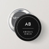Monogram Matig Minimale Eenvoudige Zwart-wit Ronde Button 5,7 Cm (Voorkant /achterkant)