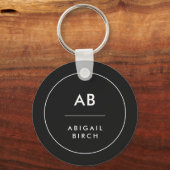 Monogram Matig Minimale Eenvoudige Zwart-wit Sleutelhanger (Voorkant)