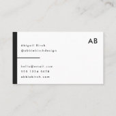 Monogram Matig Minimale Eenvoudige Zwart-wit Visitekaartje (Achterkant)