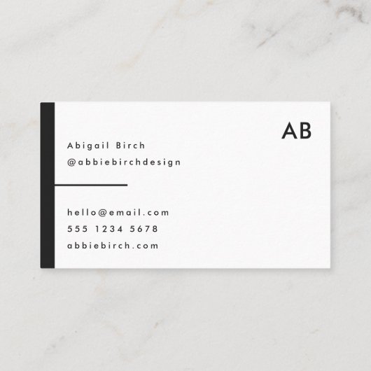 Monogram Matig Minimale Eenvoudige Zwart-wit Visitekaartje (Achterkant)