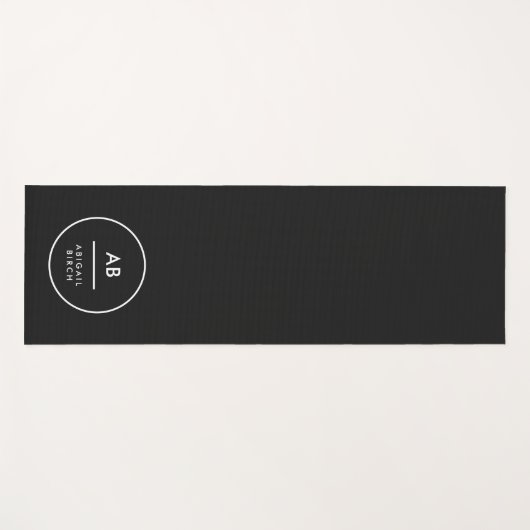 Monogram Matig Minimale Eenvoudige Zwart-wit Yogamat (Voorkant (horizontaal))