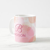 Monogram Matig Roze Meisje Glitter Persoonlijk Koffiemok (Voorkant links)