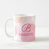 Monogram Matig Roze Meisje Glitter Persoonlijk Koffiemok (Links)