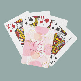 Monogram Matig Roze Meisje Glitter Persoonlijk Pokerkaarten