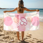Monogram Matig Roze Meisje Glitter Persoonlijk Strandlaken