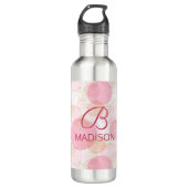 Monogram Matig Roze Meisje Glitter Persoonlijk Waterfles (Voorkant)