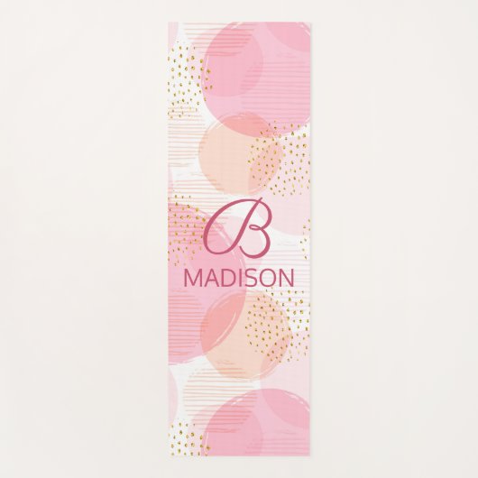Monogram Matig Roze Meisje Glitter Persoonlijk Yogamat (Voorkant)