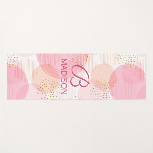Monogram Matig Roze Meisje Glitter Persoonlijk Yogamat (Voorkant (horizontaal))