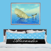 Monogram Matig Zwart wit Blauw Lichaamskussen