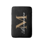 Monogram Matig Zwart wit Gold legant script Badmat (Voorkant Verticaal)