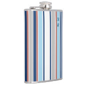 Monogram matige blauwe witte grijze strepen heupfles (Rechts)