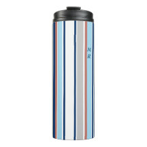 Monogram matige blauwe witte grijze strepen