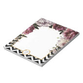 Monogram Mauve bloemen en goud met Chevron Notitieblok (Linkerzijde)