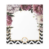 Monogram Mauve bloemen en goud met Chevron Notitieblok (Voorkant)