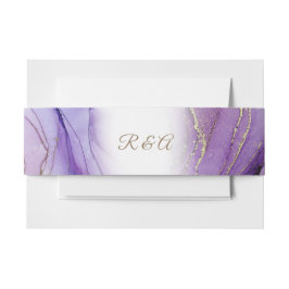 Monogram Mauve Gold Wedding Belly Band Uitnodigingen Wikkel