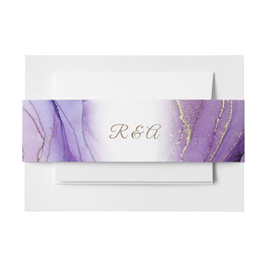 Monogram Mauve Gold Wedding Belly Band Uitnodigingen Wikkel (Voorkant Voorbeeld)