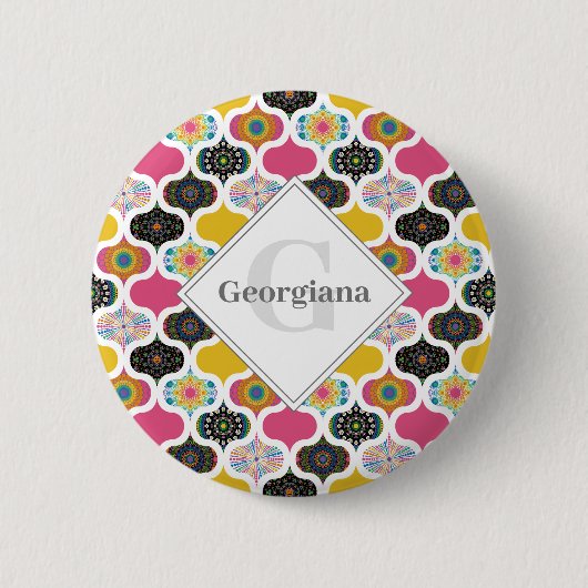 Monogram Maximalistische Regenboog Dot Mandalas Pa Ronde Button 5,7 Cm (Voorkant)