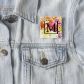Monogram | medio juli vierkante button 5,1 cm (In situ)