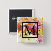 Monogram | medio juli vierkante button 5,1 cm (Voorkant /achterkant)
