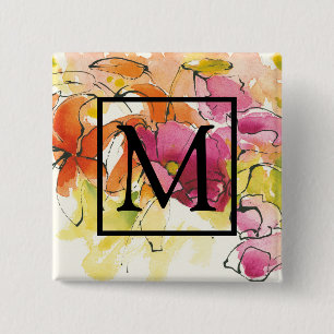 Monogram medio juli vierkante button 5,1 cm
