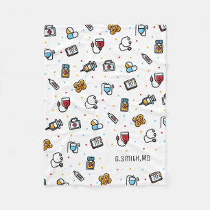 Monogram. Medisch patroon. Voor artsen en verpleeg Fleece Deken