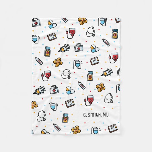 Monogram. Medisch patroon. Voor artsen en verpleeg Fleece Deken (Voorkant)
