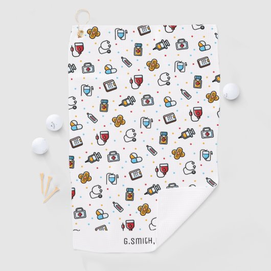 Monogram. Medisch patroon. Voor artsen en verpleeg Golfhanddoek (Insitu)