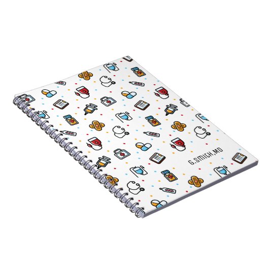 Monogram. Medisch patroon. Voor artsen en verpleeg Notitieboek (Rechterzijde)