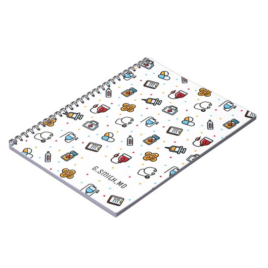 Monogram. Medisch patroon. Voor artsen en verpleeg Notitieboek (Linkerzijde)